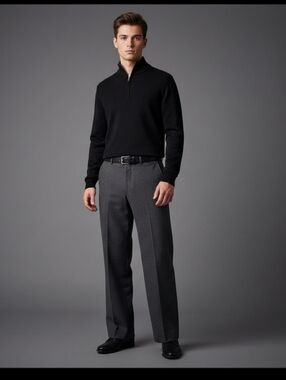 Geoffrey Beene Ribbed Yoke Quarter Zip Sweater Size Large